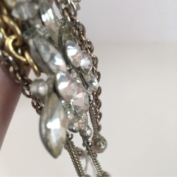 Vintage Antique Retro Gold Pearl Crystal Handmade Multi Layer Necklace upcycled - Picture 16 of 17